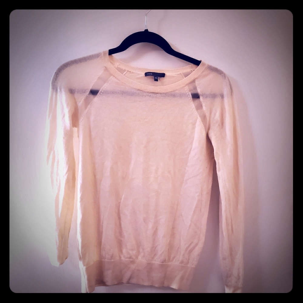 Vince Cream Ivory Cashmere Fitted Sweater Top